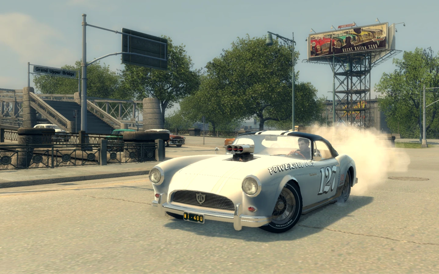 Mafia II: Joe's Adventures - sportowe auto na moście Empire Bay