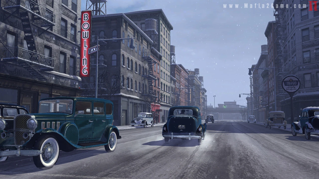 Mafia II - zimowa ulica Empire Bay