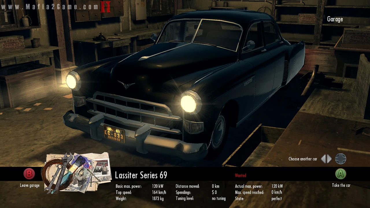 Mafia II - garaż, wybór auta