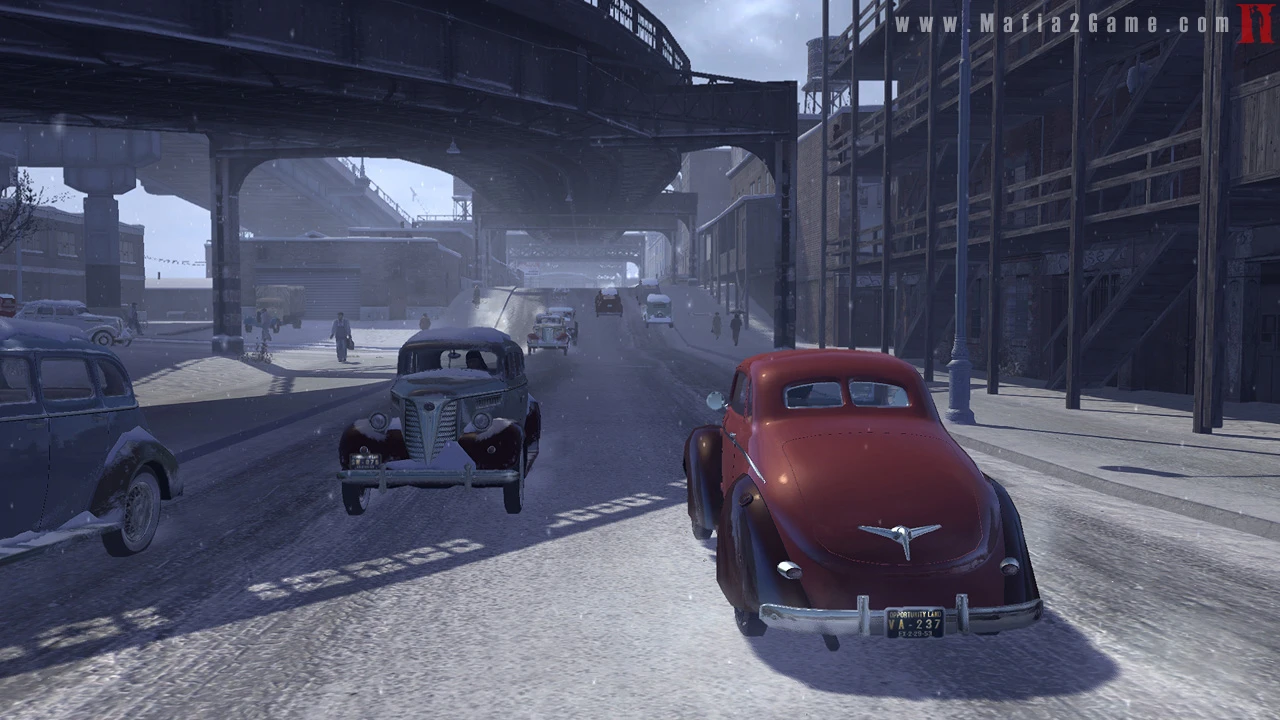Mafia II - jazda zimą pod wiaduktem